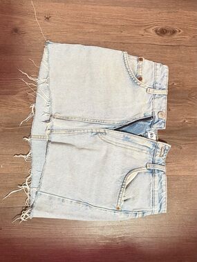 Light Wash Distressed Denim Skirt